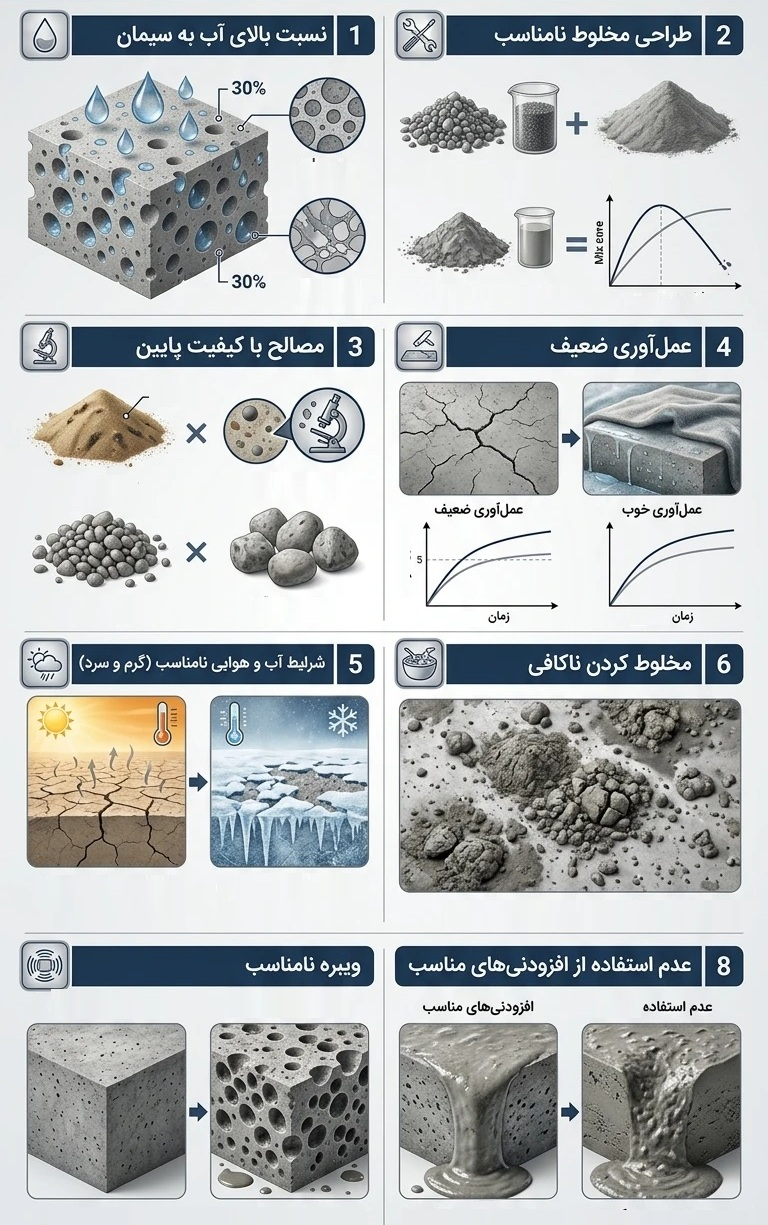 مهمترین دلایل کاهش مقاومت بتن