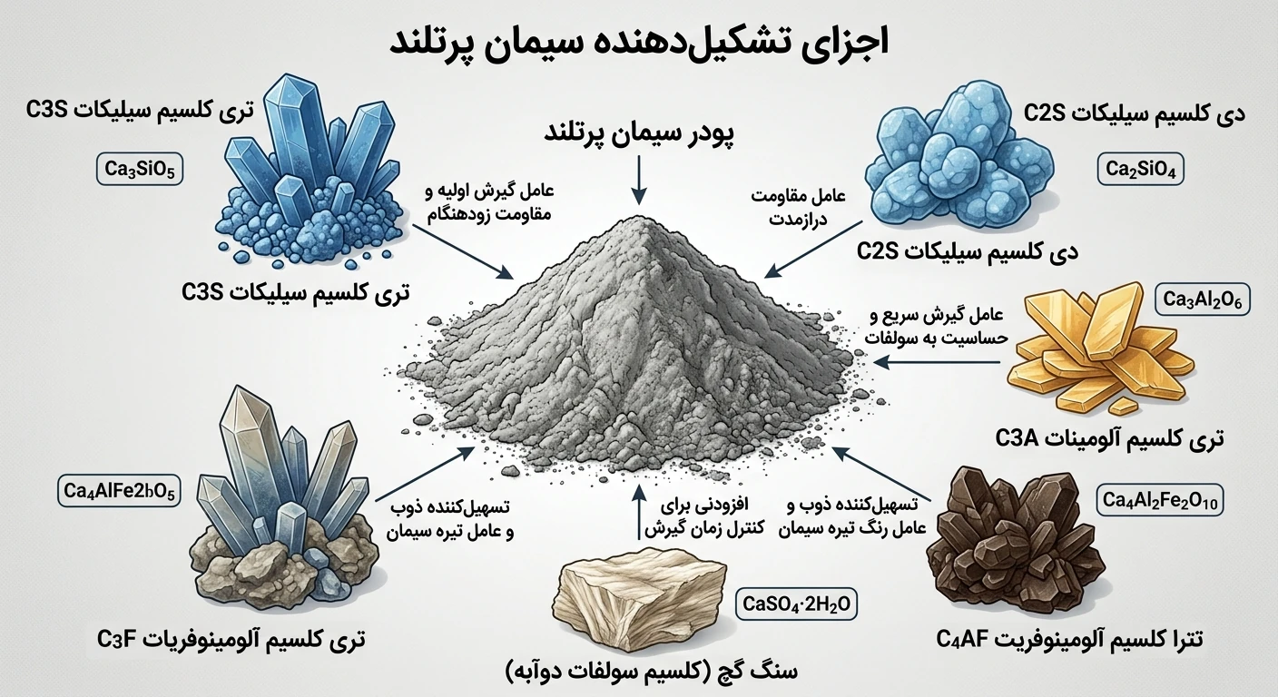 اجزای اصلی تشکیل دهنده سیمان