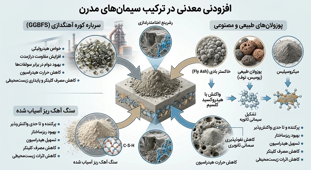 افزودنی های معدنی در ترکیب سیمان