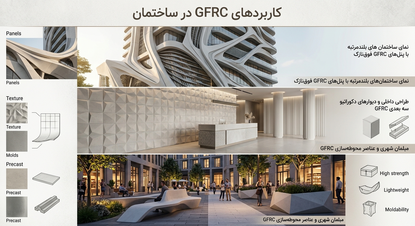 کاربرد های GFRC در ساختمان